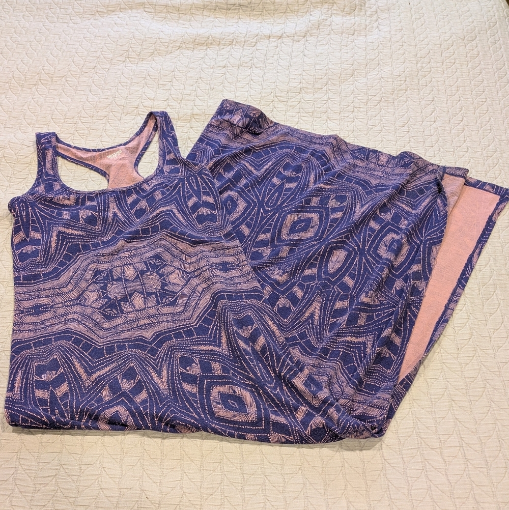 Purple Geometric Print Racer Back Maxi Dress